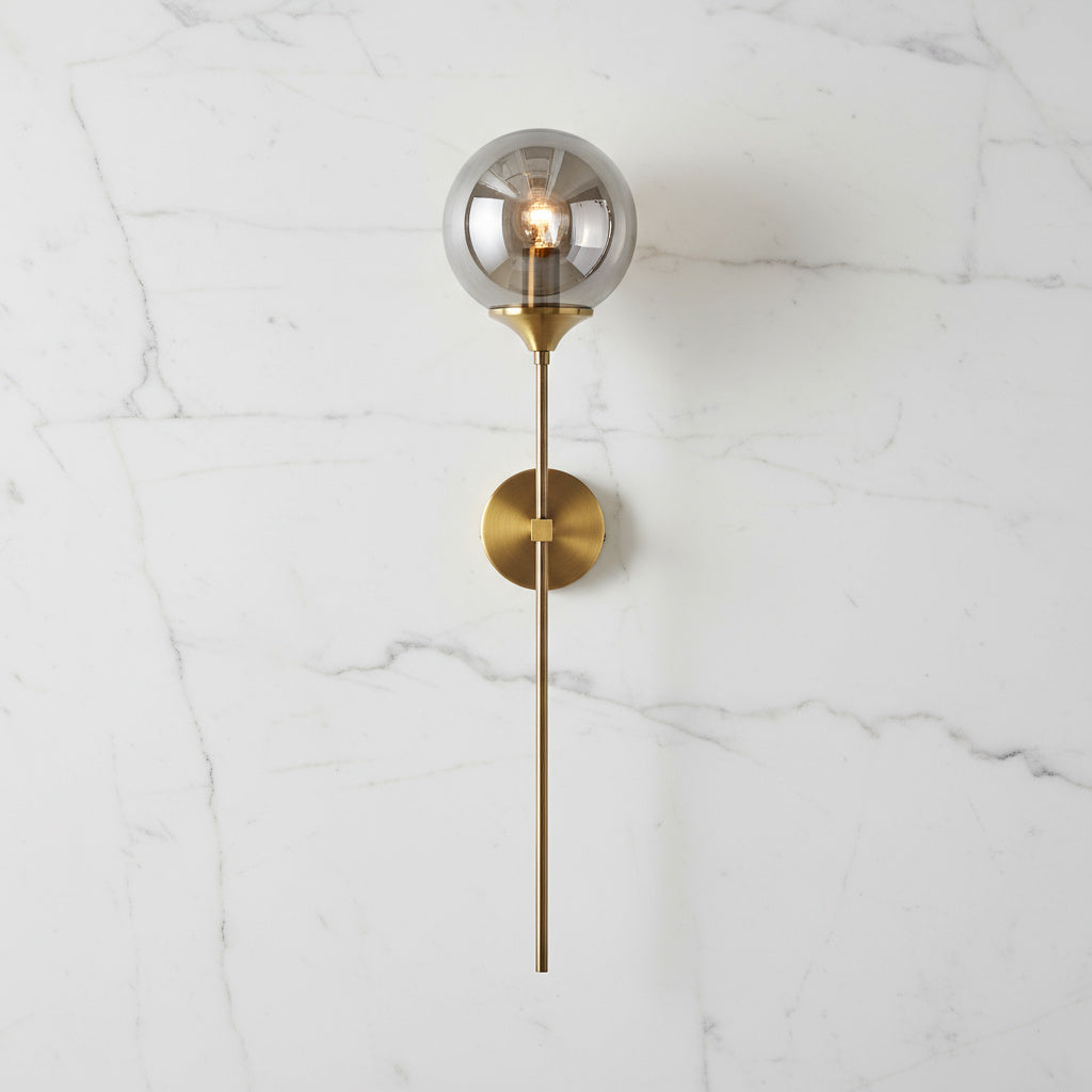 Glass Wall Light Fixture with Gold Metal Base – Ambient Lighting for Bedroom, Living Room & Hallway – 4 Shade Colors | Thomler