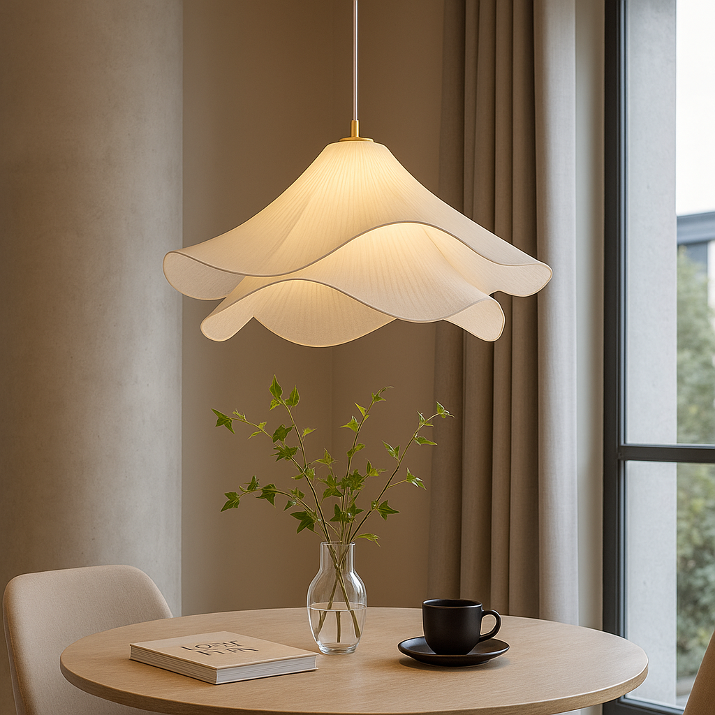 Pendant Light Fabric Metal 40.0 cm Dining Room Soft Layered Petal Hanging Ceiling Lamp | Thomler