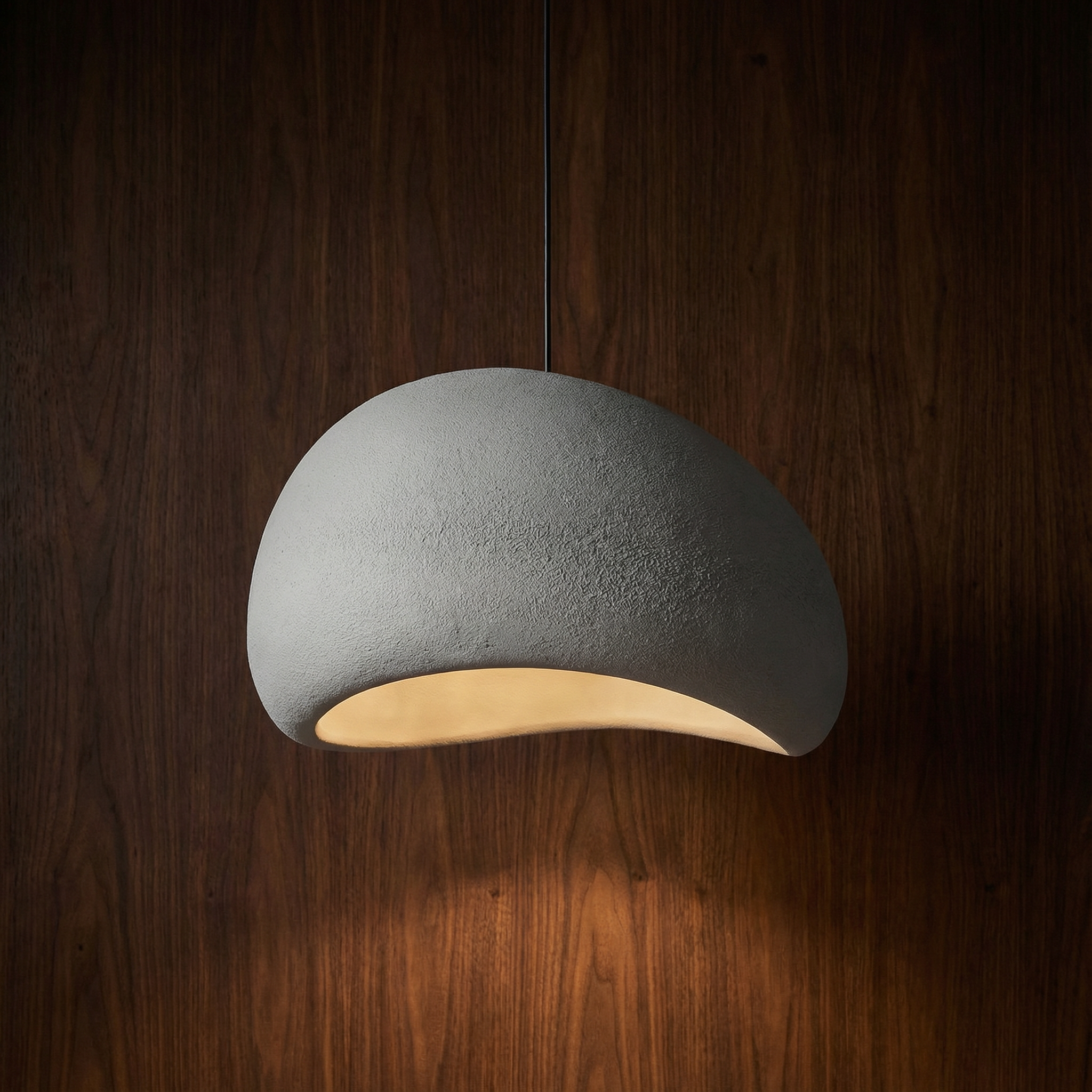 Stone-Look Dome Pendant Light Fixture in White & Gray – Organic Textured Ceiling Light for Kitchen Island Dining Room Bedroom – Modern Scand | Thomler
