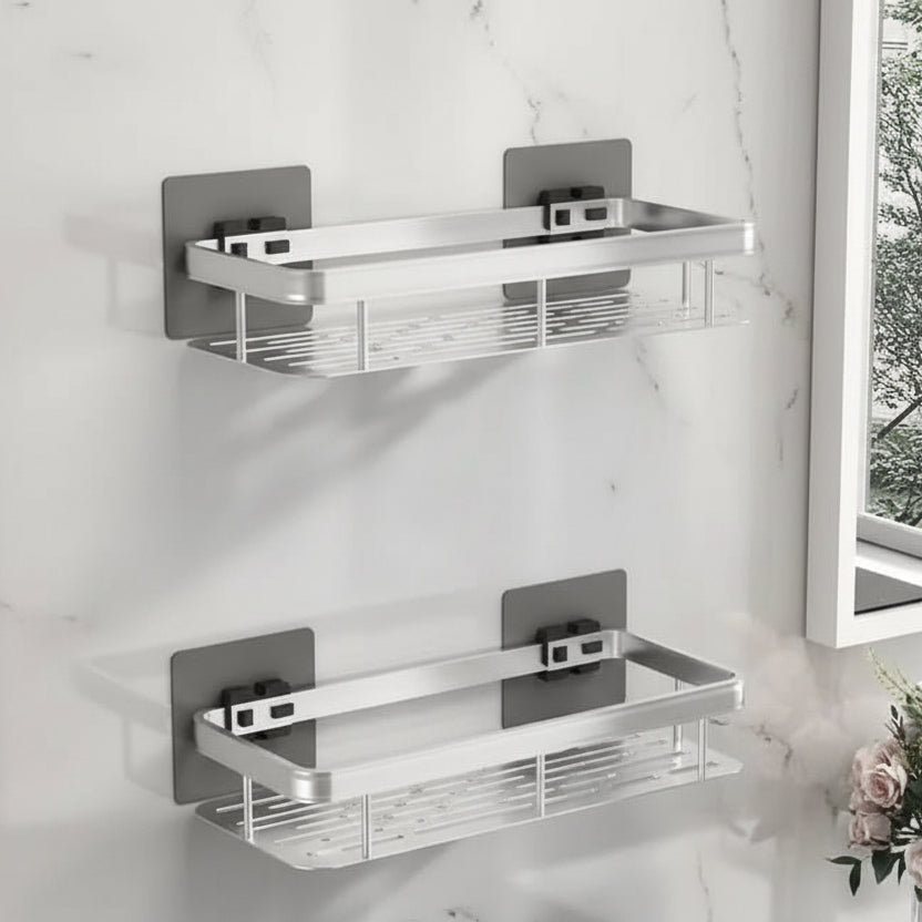 Bathroom Shelf ABS Plastic Drill-Free 10.6 in x 8.3 in Wall Mounted Storage Rack Modern Bathroom Organizer Triangular or Rectangular Designs | Thomler