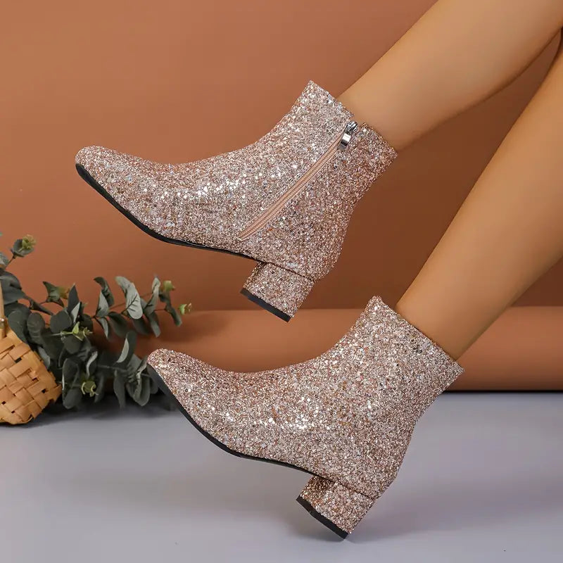 Sparkling High Heel Party Boots with Glitter Finish for Women – Dressy Statement Footwear for Special Events & Nightlife | Thomler