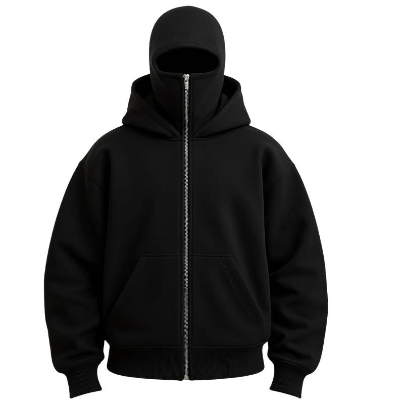 Face-Cover Zip Jacket with Double-Layer Hood for Cold Weather & Outdoor Activities | Thomler
