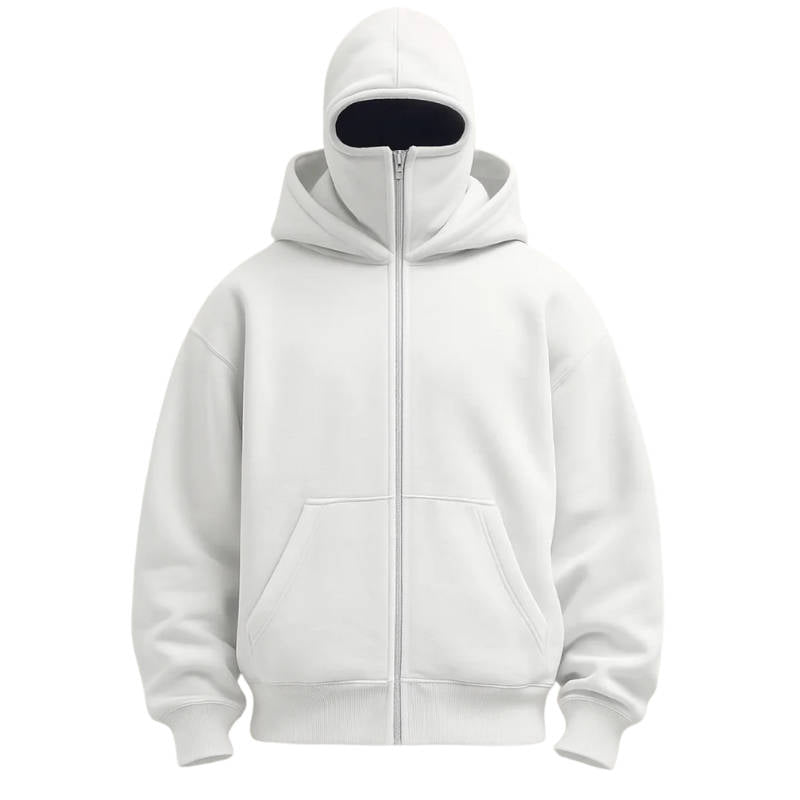 Face-Cover Zip Jacket with Double-Layer Hood for Cold Weather & Outdoor Activities | Thomler