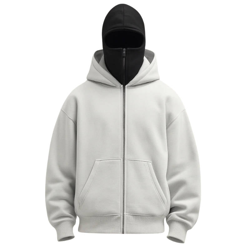 Face-Cover Zip Jacket with Double-Layer Hood for Cold Weather & Outdoor Activities | Thomler