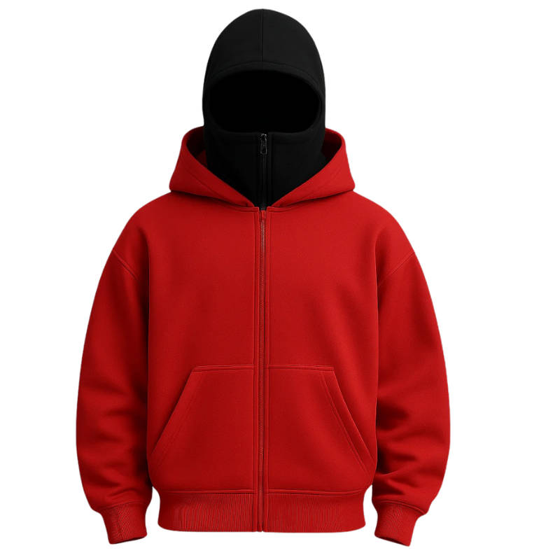 Face-Cover Zip Jacket with Double-Layer Hood for Cold Weather & Outdoor Activities | Thomler