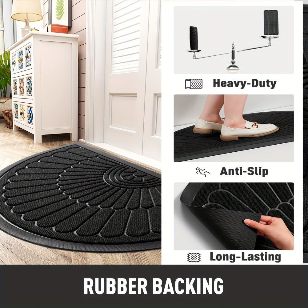 Semicircle Rubber Doormat for Entryway – Nonslip Indoor Outdoor Trap Mat for Shoes – Mudroom Floor Protection – Front Door Welcome Mat | Thomler