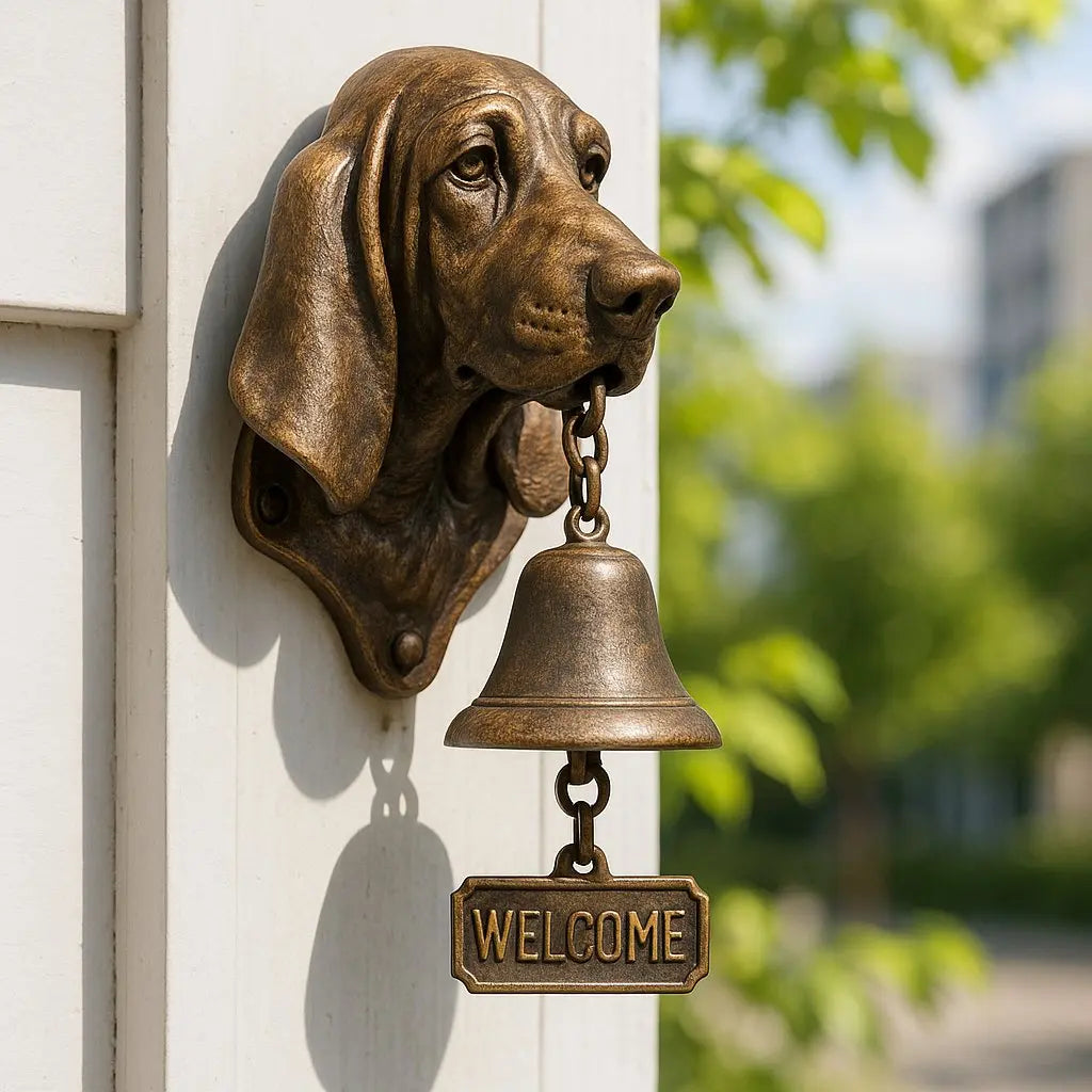 Cast Iron Dog Door Chime with Antiqued Copper Tone – Decorative Entry Bell for Porch, Front Door & Garden Gate | Thomler