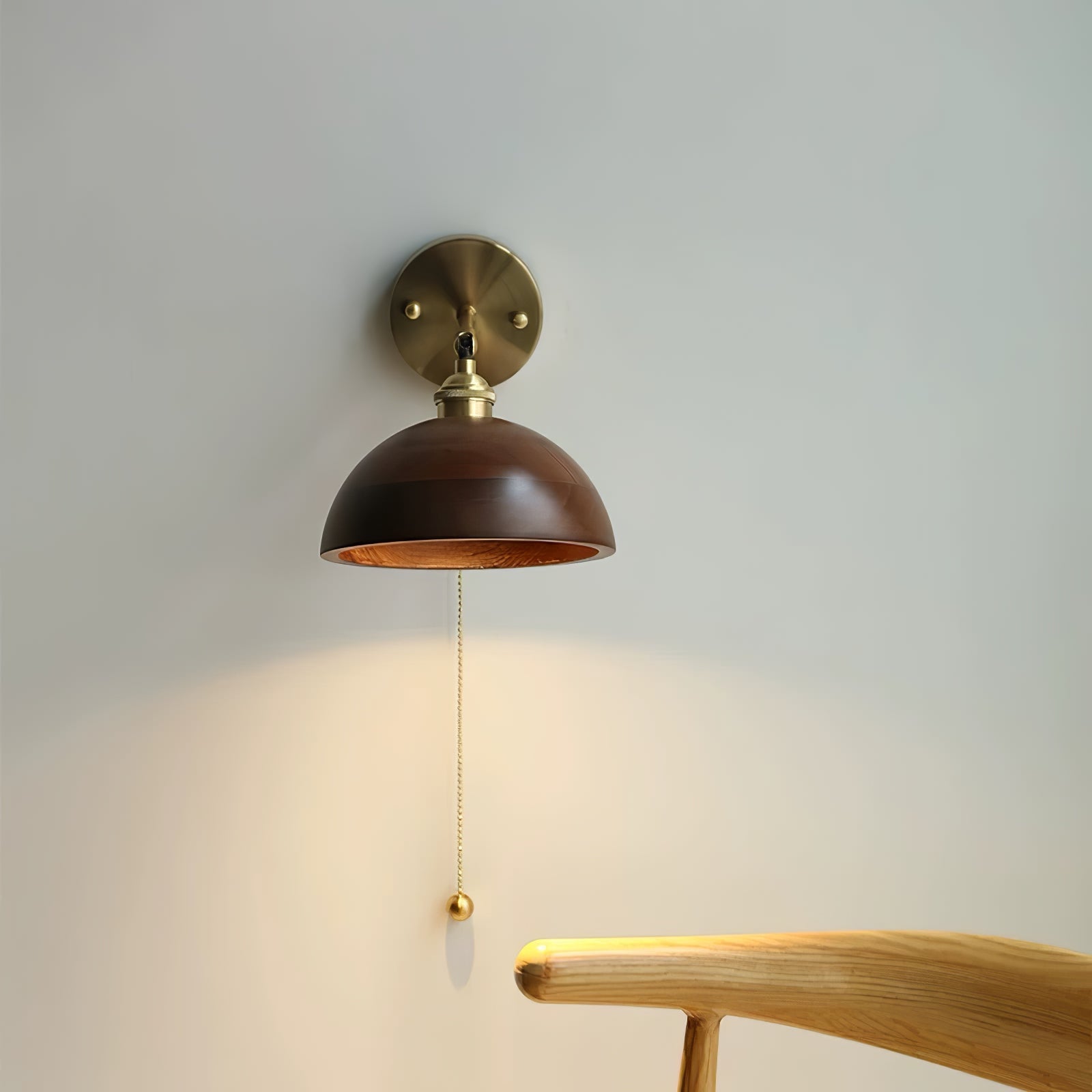 Wooden Wall Sconce 6.3 in to 7.1 in Walnut Indoor Accent Lighting for Living Room Bedroom Hallway Decor | Thomler