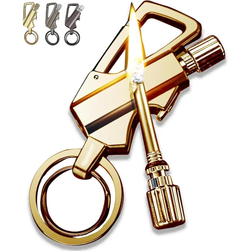 Permanent Match Keychain Zinc Alloy 9.0 cm Compact Outdoor Survival Tool Black Silver Gold | Thomler