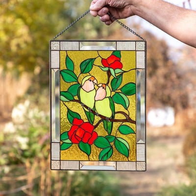 Stained Glass Window Cling Sun Catcher Panel for Indoor Outdoor Wall Decor, Acrylic Light Prism Art with Hummingbird Cardinal Butterfly | Thomler