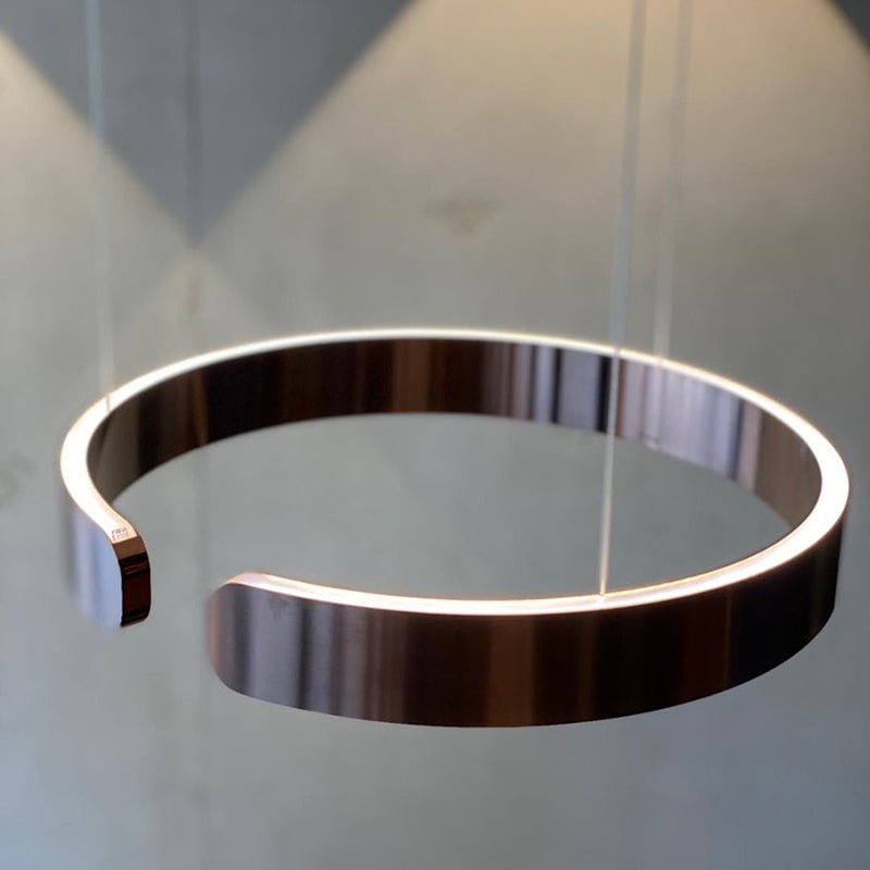 Pendant Light Aluminium Integrated LED 50.0 cm Adjustable Dining Room Living Room Hallway Ceiling Lamp Modern Minimalist Ring Design | Thomler