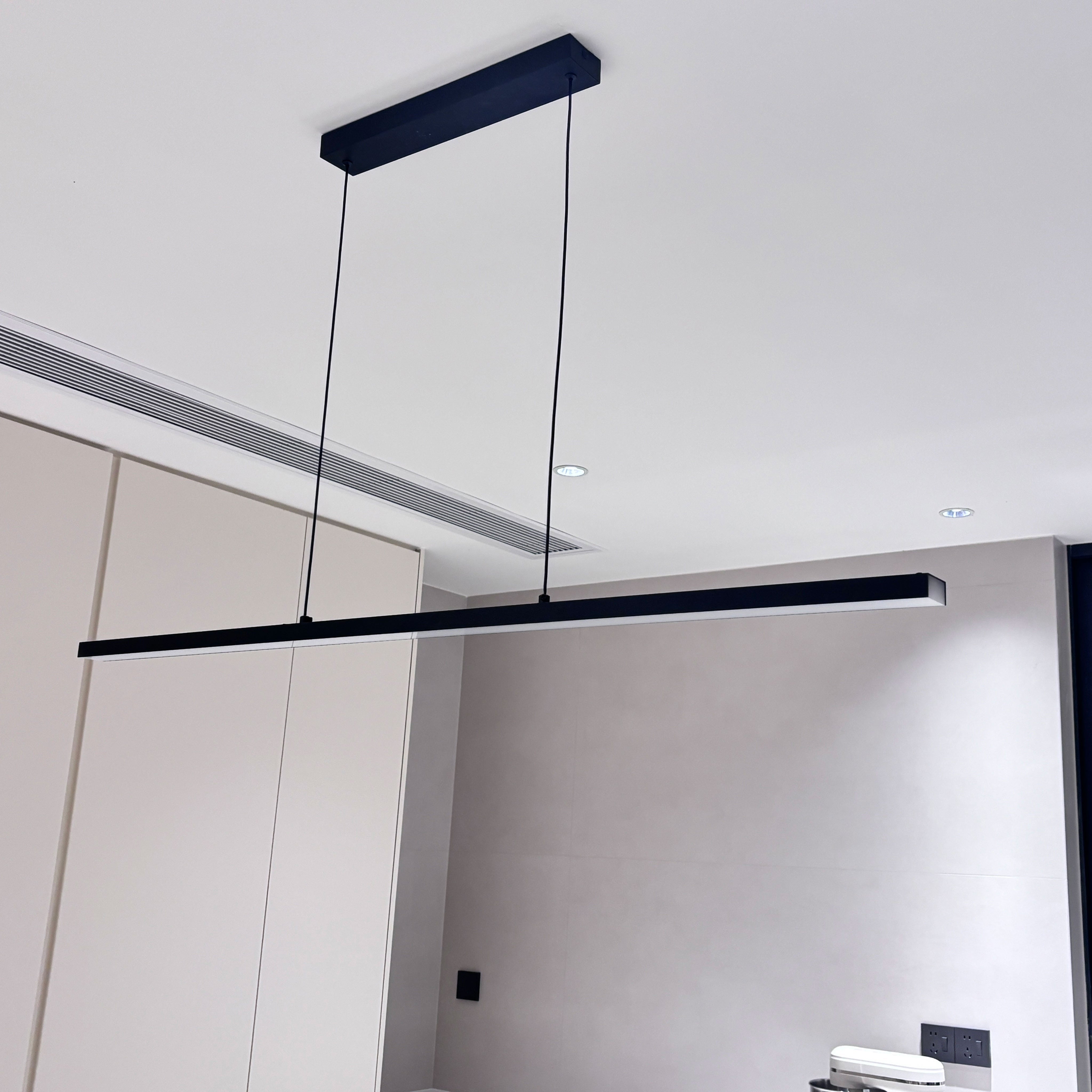 Linear Pendant Light Metal 39 in Adjustable Kitchen Island LED Warm White 3000K-6000K Modern Dining Room Hanging Lamp | Thomler
