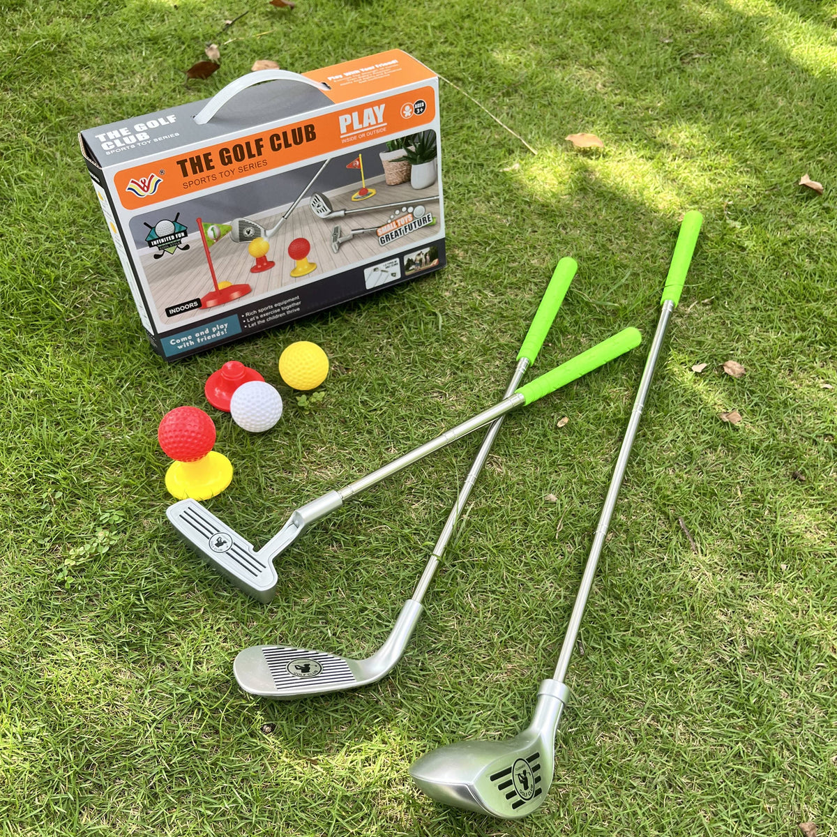 Kids Golf Set with Adjustable Clubs & Targets for Active Indoor Outdoor Play Ages 3-8 | Complete Starter Kit with Balls & Bases for Motor | Thomler