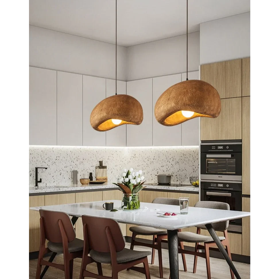 Pendant Light Resin E27 Hanging Dining Room Bedroom Japandi Minimalist Ceiling Fixture Ambient Lighting | Thomler