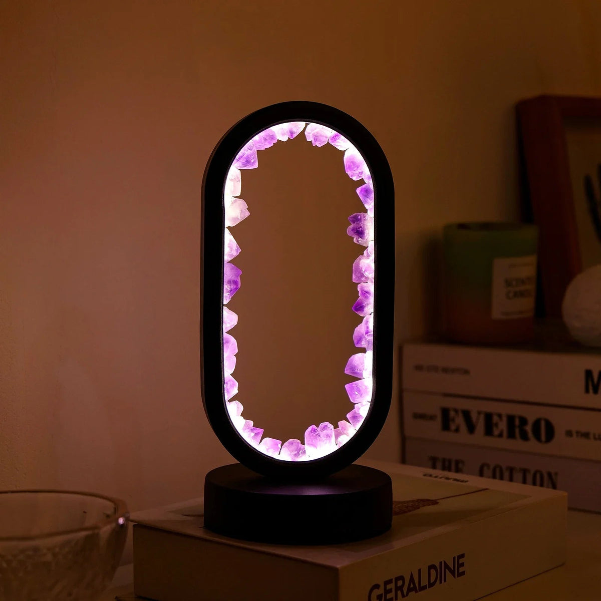 Genuine Crystal Stone Mood Lamp for Relaxation & Meditation, Handcrafted Mineral Accent Light for Home Décor | Thomler