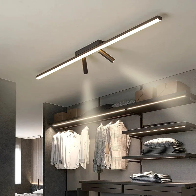 Ceiling Lamp Metal LED 100.0 cm Black Bedroom Living Room Adjustable Spotlights Linear Ceiling Light Modern Indoor Lighting | Thomler