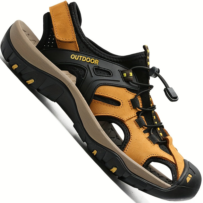 Men's Leather Fisherman Sandals with Closed Toe - Breathable Summer Sandals for Walking, Hiking & Casual Outdoor Wear | Thomler