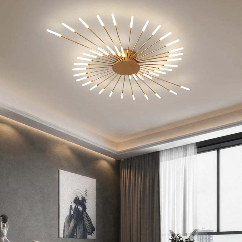 Modern Starburst LED Flush Mount Ceiling Light – Metal & Acrylic Design for Living Room, Bedroom, Dining Room | Thomler