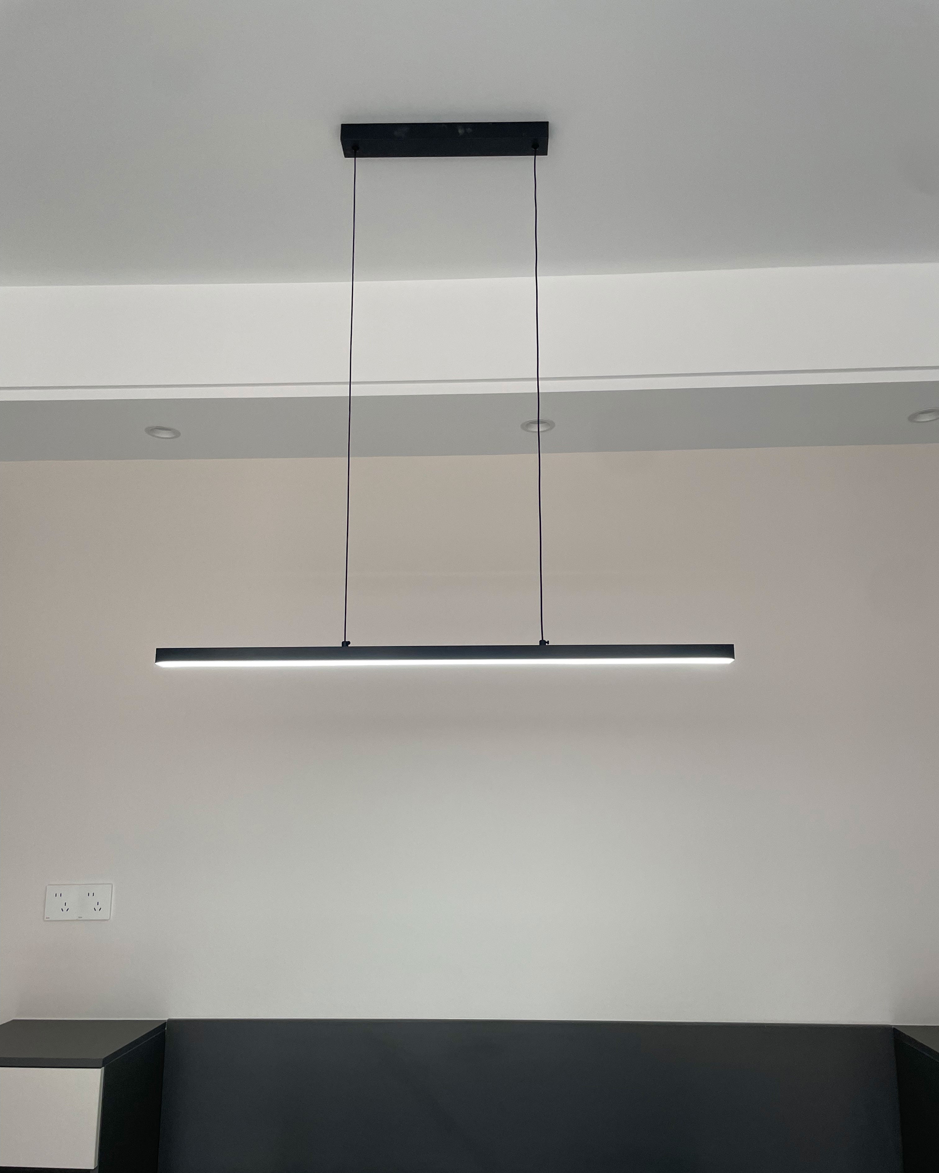 Linear Pendant Light Metal 39 in Adjustable Kitchen Island LED Warm White 3000K-6000K Modern Dining Room Hanging Lamp | Thomler