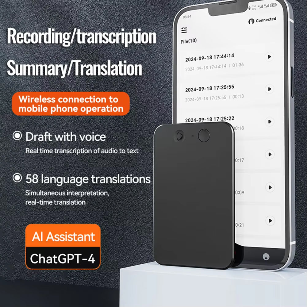 AI Voice Recorder with Real-Time Transcription & 59-Language Translation for Meetings & Interviews | Thomler