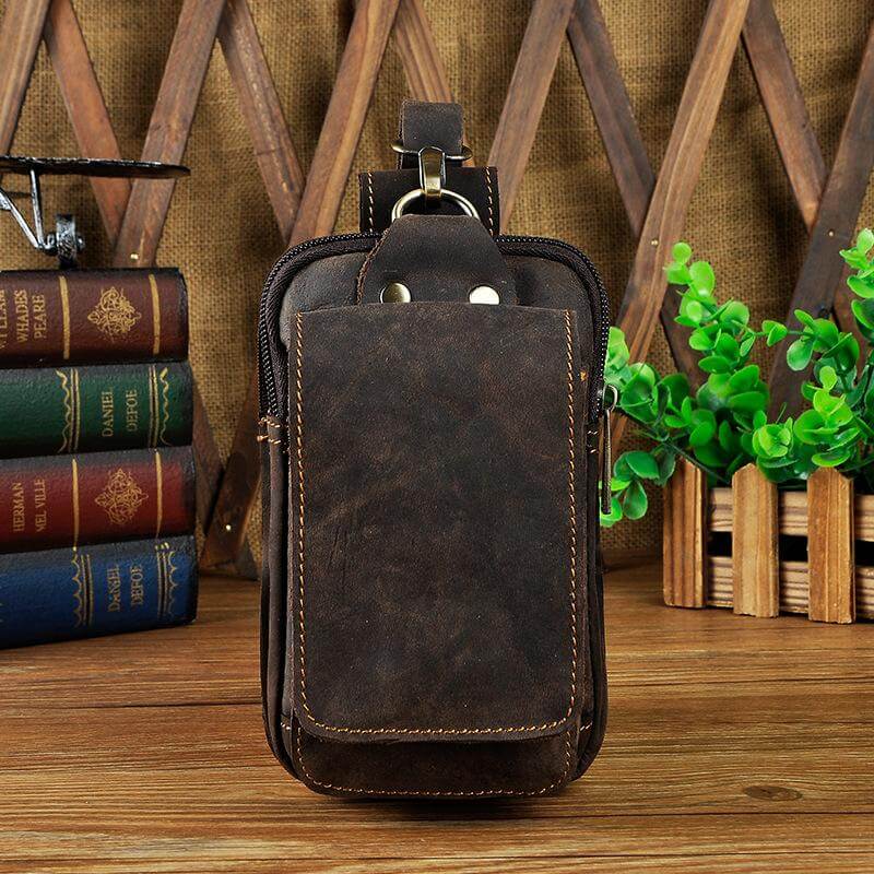 Leather Belt Bag for Men – Full-Grain Cowhide Waist Pack with Adjustable Strap, Magnetic Clasp & Zippered Compartments for Travel, Hiking | Thomler