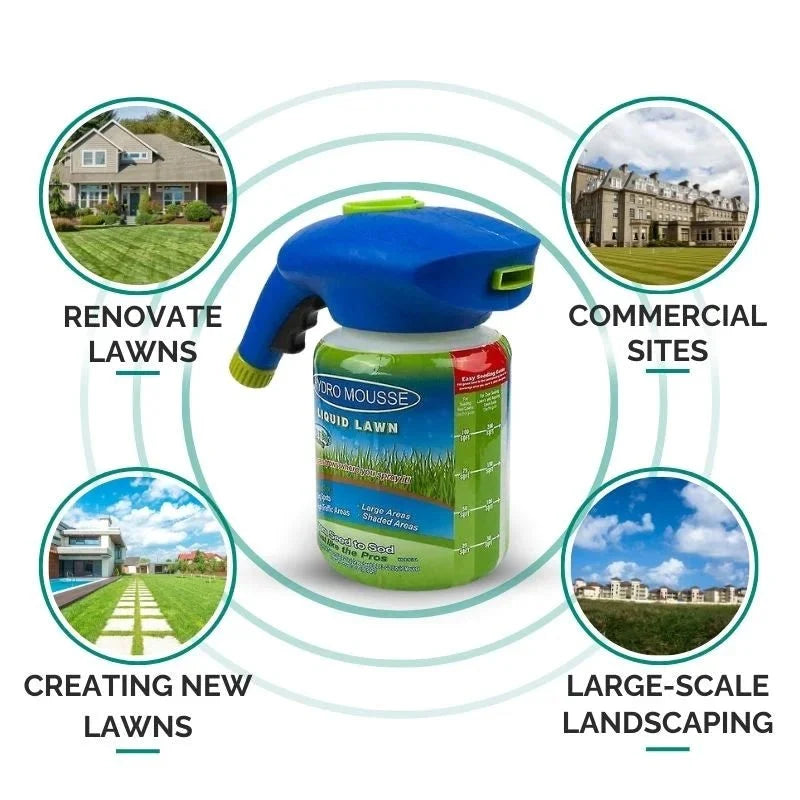 Grass Seed Coating Spray for Bare Lawn Patches – Hydro Seeding Solution for Yard Repair, Turf Restoration & Dense Green Coverage | Thomler