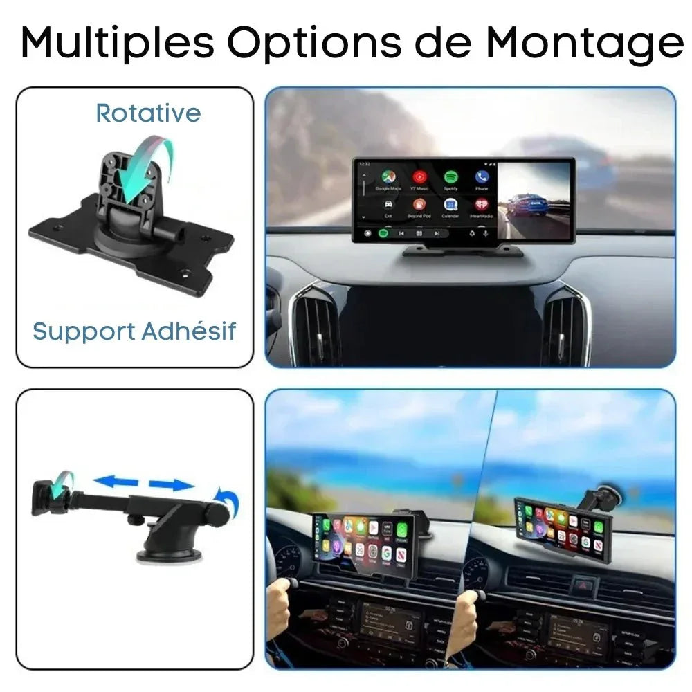10.26-Inch Touchscreen CarPlay Display with Built-In Dash Cam for iPhone & Android | Wireless Bluetooth GPS Navigation Screen | HD Front | Thomler
