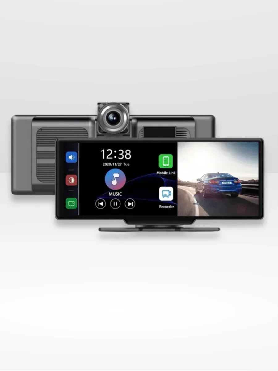 10.26-Inch Touchscreen CarPlay Display with Built-In Dash Cam for iPhone & Android | Wireless Bluetooth GPS Navigation Screen | HD Front | Thomler