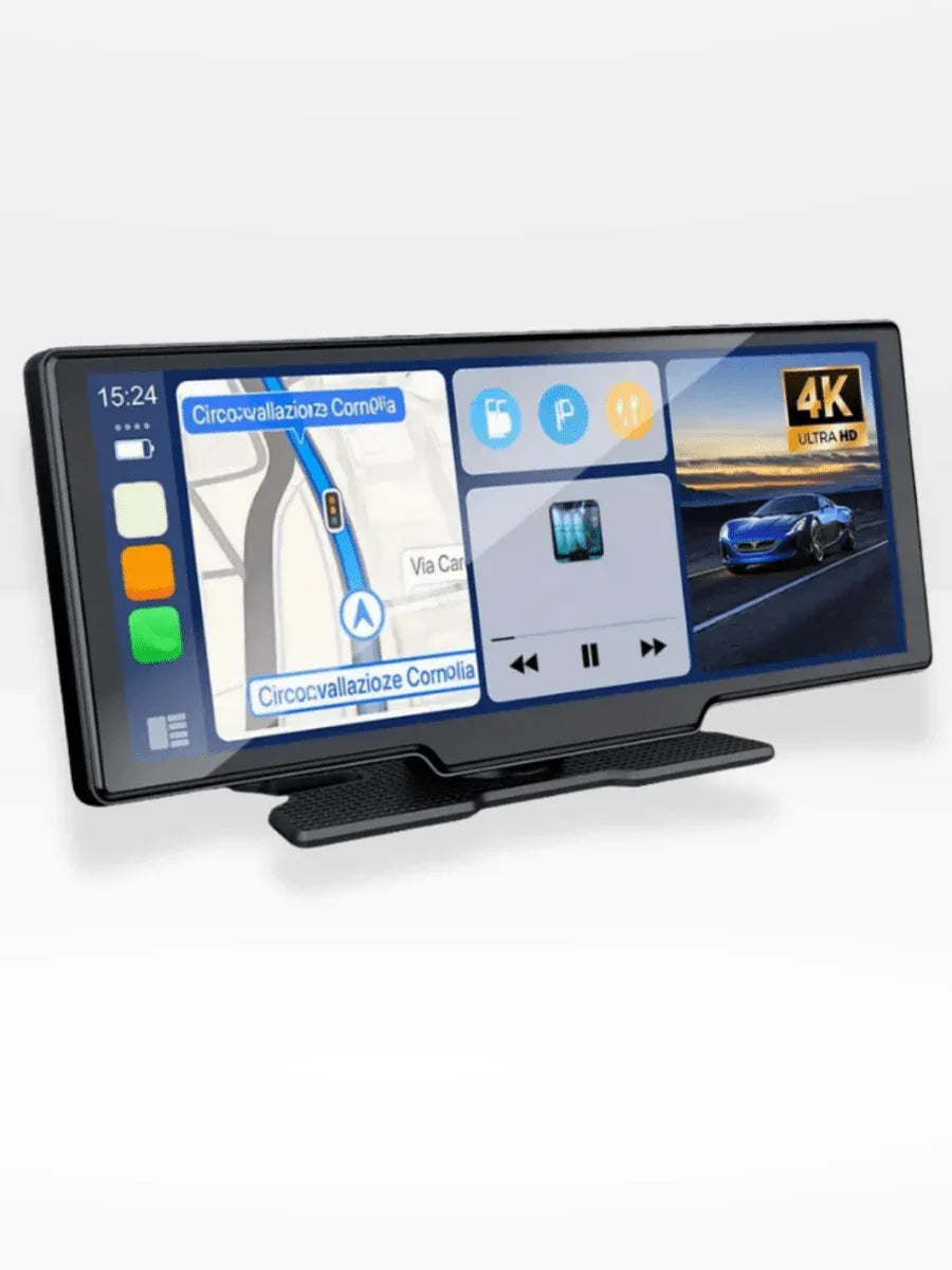 10.26-Inch Touchscreen CarPlay Display with Built-In Dash Cam for iPhone & Android | Wireless Bluetooth GPS Navigation Screen | HD Front | Thomler