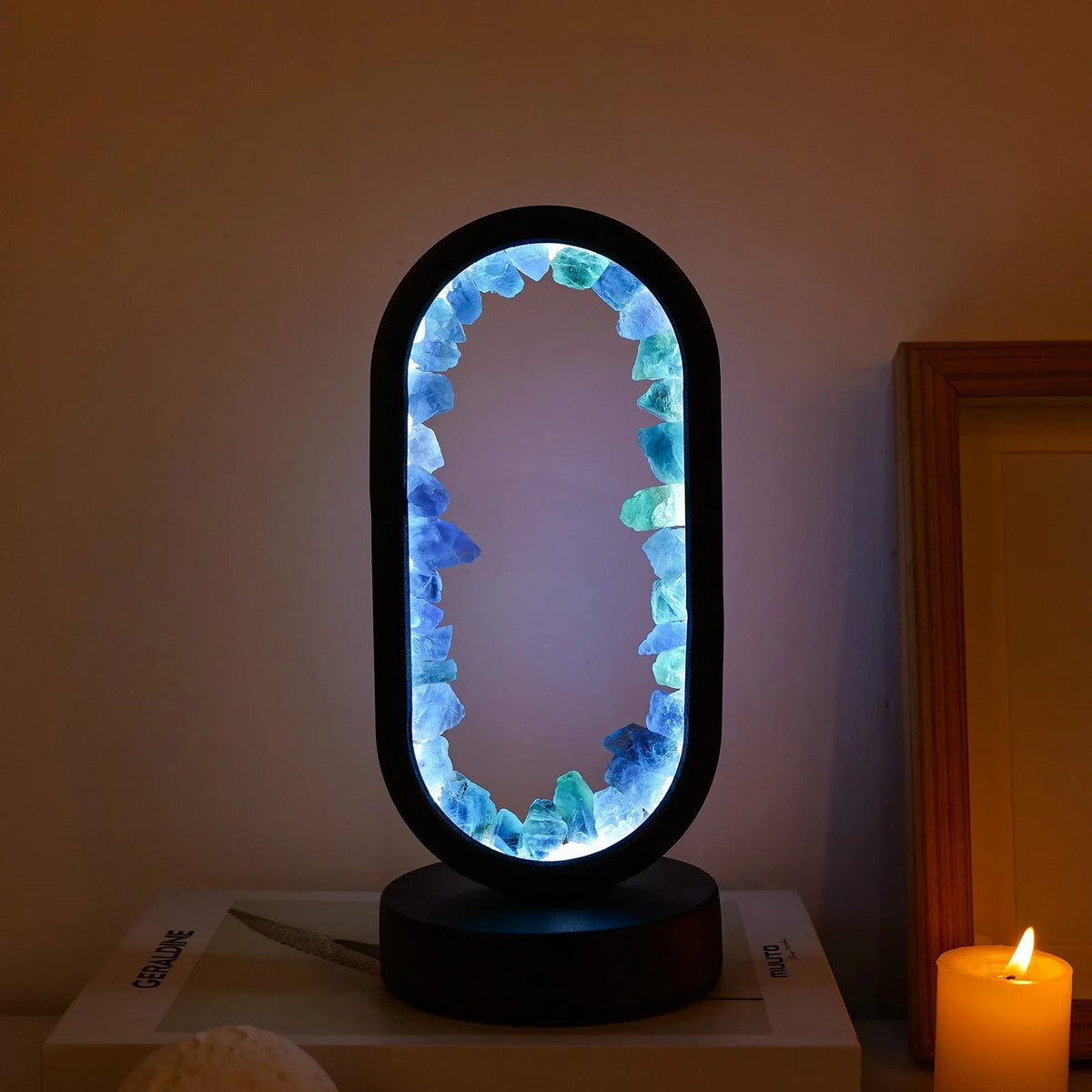Genuine Crystal Stone Mood Lamp for Relaxation & Meditation, Handcrafted Mineral Accent Light for Home Décor | Thomler