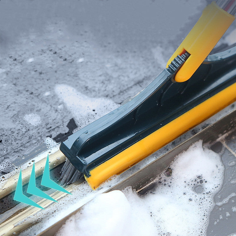 Rotating Head Bathroom Floor Scrubber with Squeegee for Tiles, Tubs & Grout – Long Handle Cleaning Tool for Corners & Tight Spaces | Thomler
