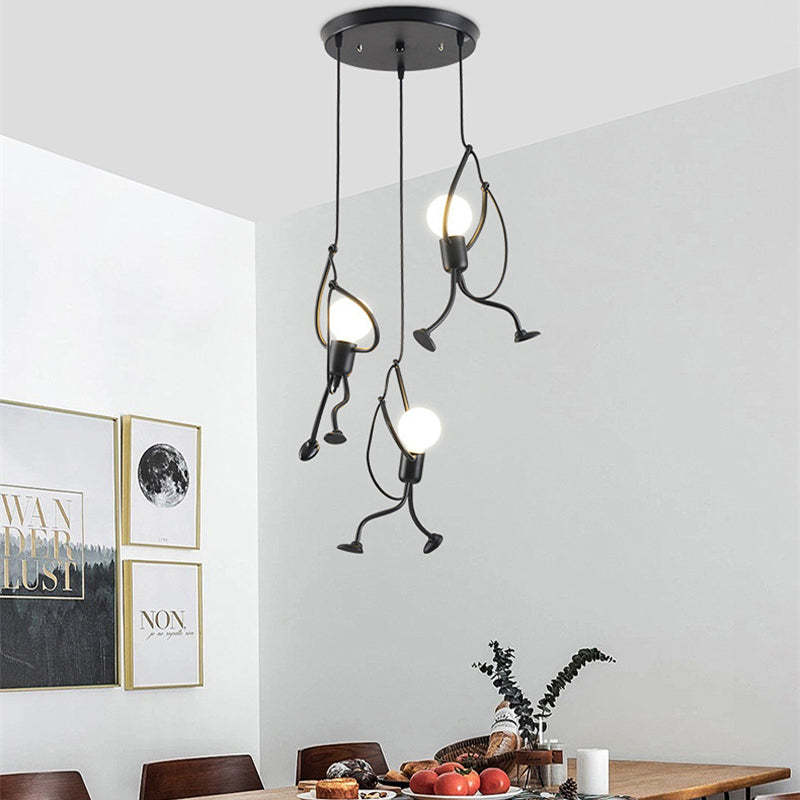 Superhero Silhouette Metal Pendant Light with Adjustable Cable & LED Bulbs | Thomler