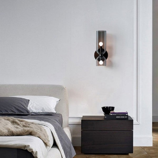 Glass & Iron Wall Sconce - Vintage-Inspired Dual-Light Fixture for Hallway, Bedroom & Dining Room - Hardwired Design with E12 Candelabra | Thomler