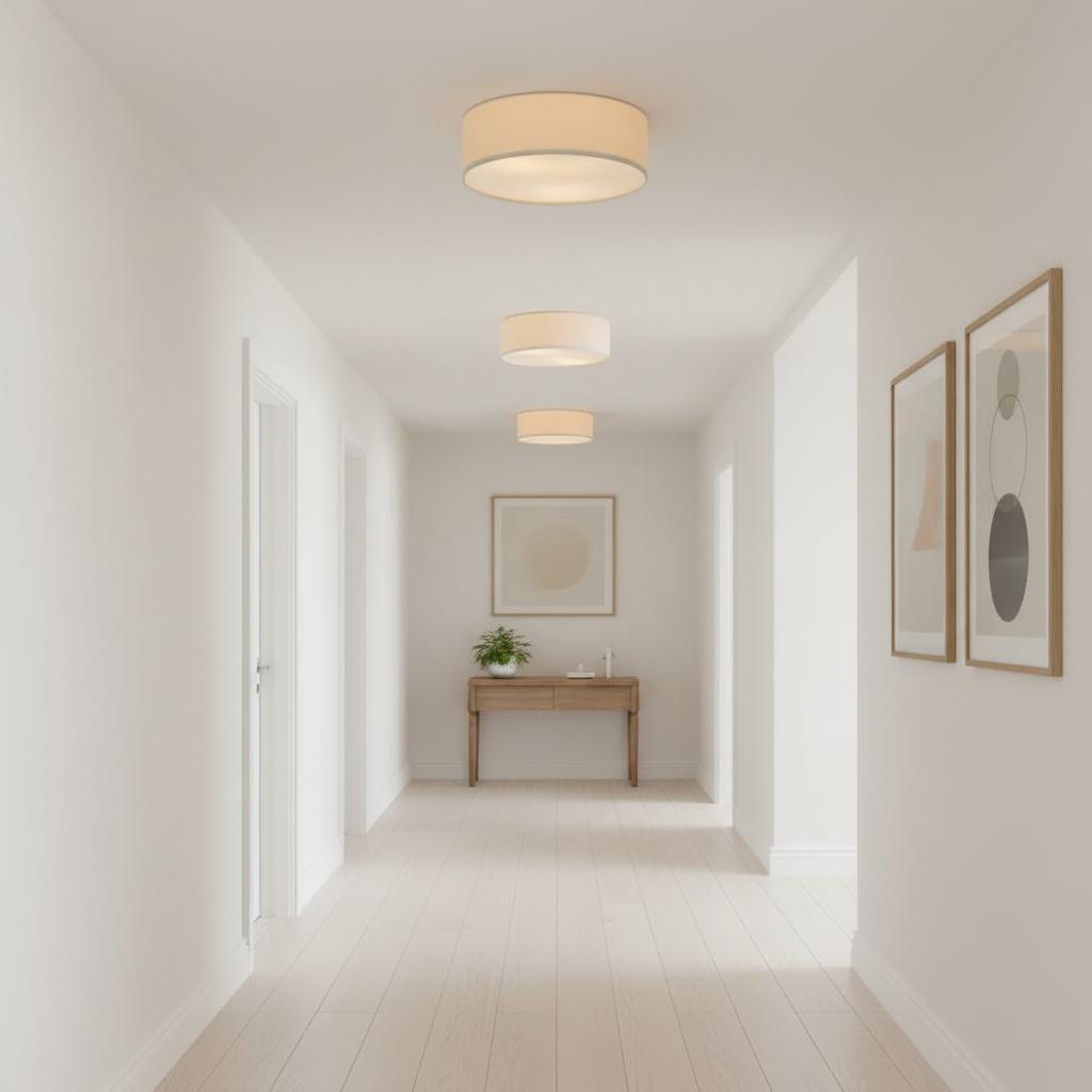 Fabric Flush Mount Drum Shade Ceiling Light for Bedroom & Living Room – Hardwire Installation | Thomler