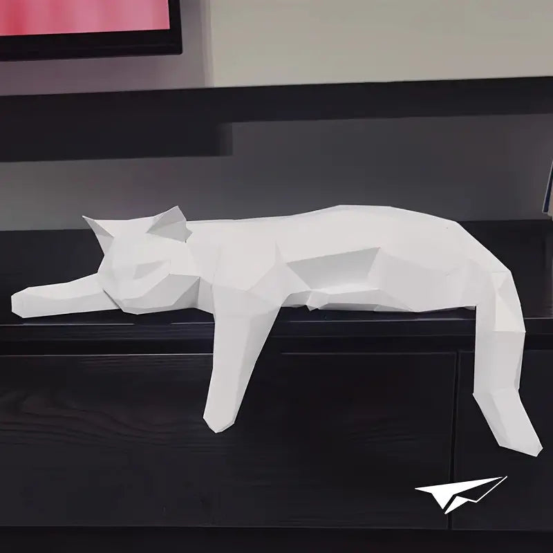 Sleek Feline Sculpture Contemporary Cat Figurine Resin Statuette for Shelf Mantel Tabletop Display Home Decor Accent | Thomler