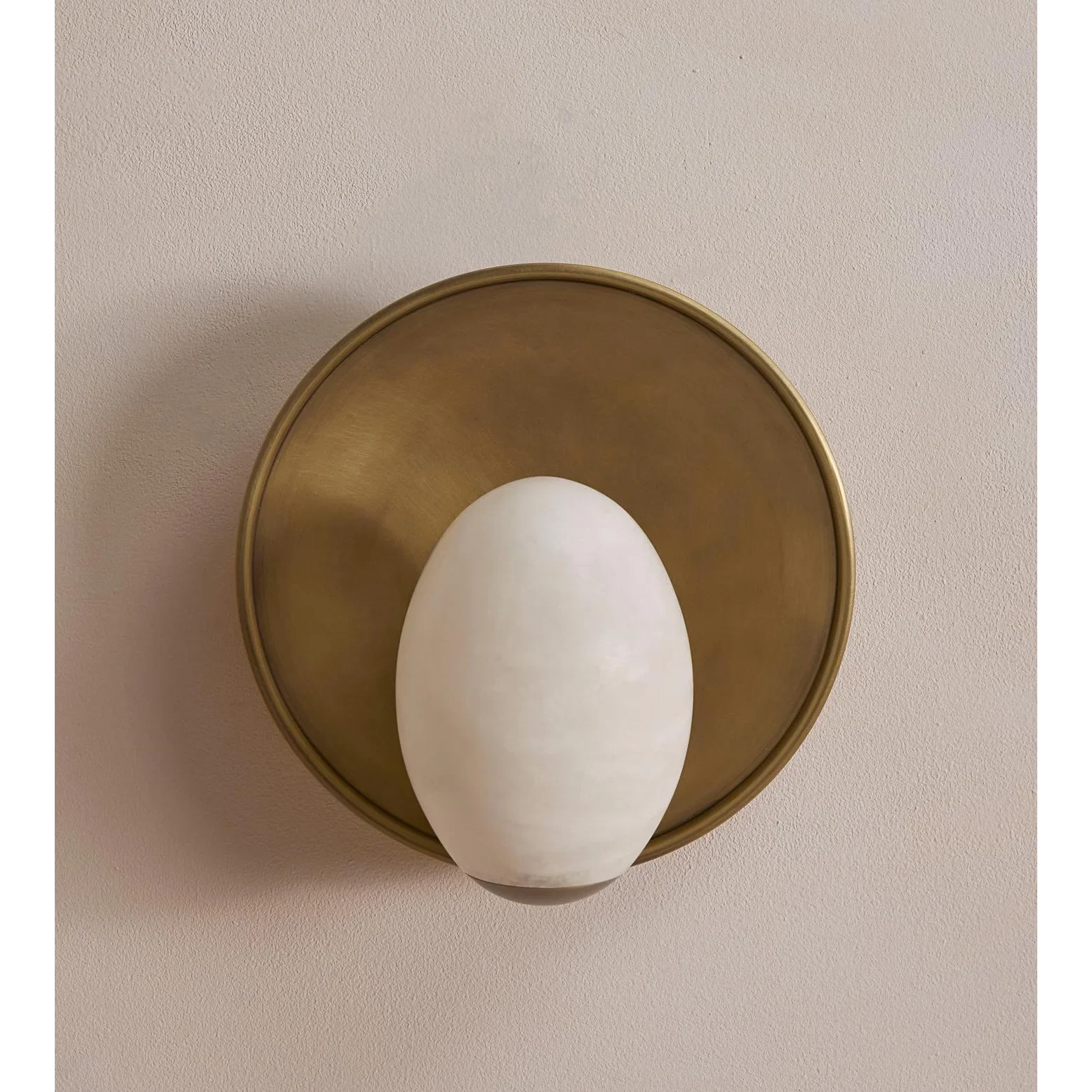 Wall Lamp Alabaster 14.6 in Brass Plate Warm White Bedroom Hallway Stone Sconce Ambient Lighting Fixture | Thomler