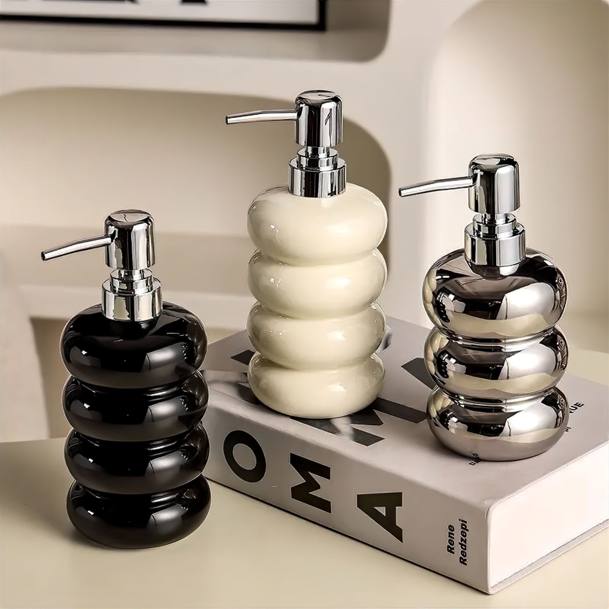 Soap Dispenser Ceramic 400 ml (14.1 fl oz) Bathroom Kitchen Countertop Lotion Pump Decorative Hand Soap Holder | Thomler