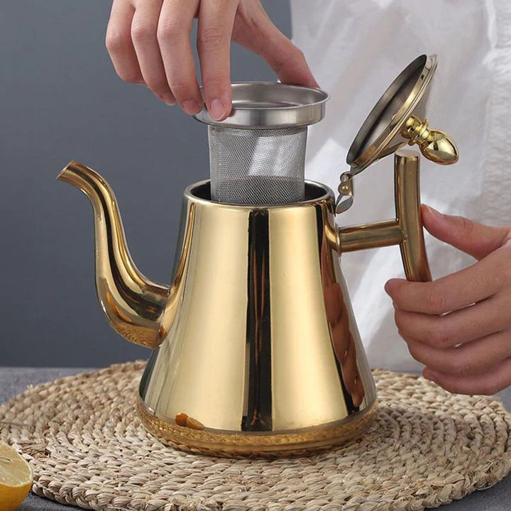 Kettle Stainless Steel Built In Filter Gold All Cooktops Tea Coffee Water Boiler Induction Gas Electric Ceramic | Thomler