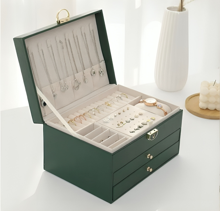 Layered Jewelry Organizer with Pull-Out Drawers for Rings, Necklaces & Watches | Thomler
