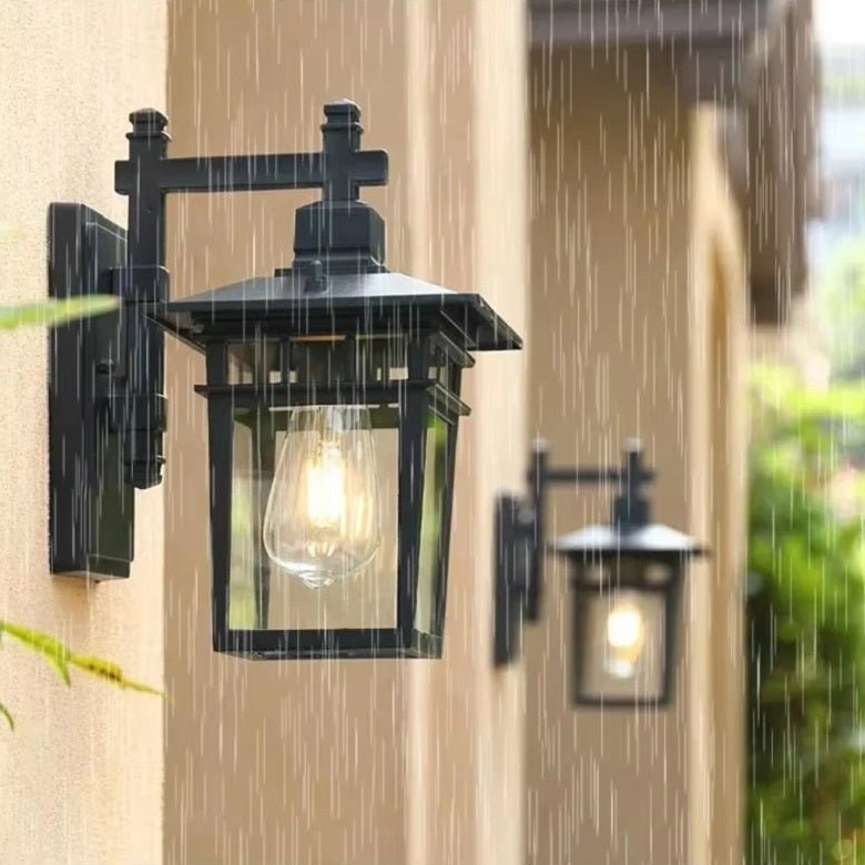 Outdoor Wall Lantern with Glass Shade – Weather-Resistant Aluminum Garden Light E27 Socket | Thomler