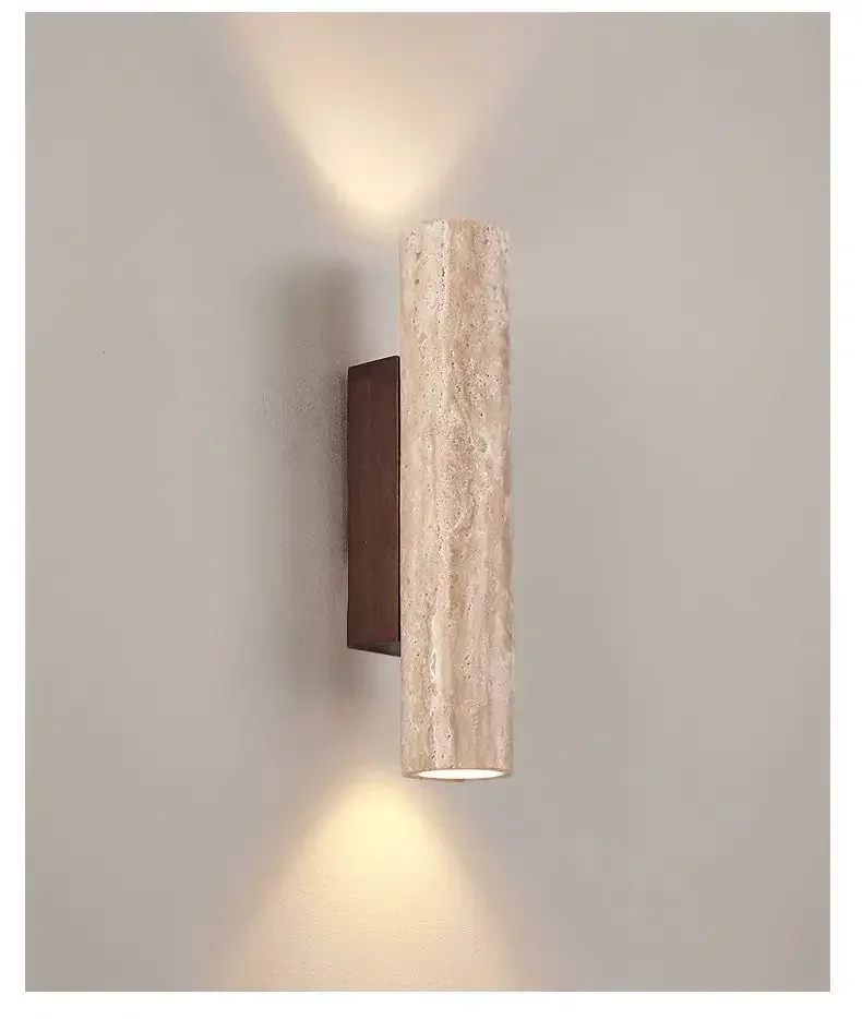 Wall Lamp Travertine Stone 32.0 cm Warm White Hallway Bedroom Uplight Downlight Modern Indoor Lighting Fixture | Thomler