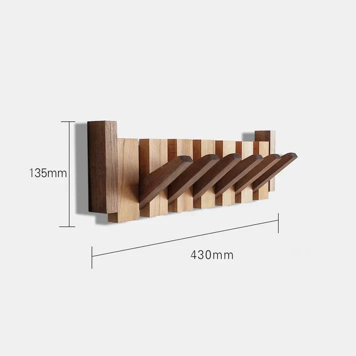 Wall-Mounted Wooden Coat Rack with Flip-Up Hooks for Entryway Hallway Bedroom Office Foyer Storage Organizer | Thomler