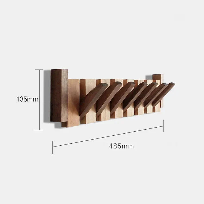 Musical Instrument Wall Mounted Coat Rack with Wooden Hooks for Entryway Storage Organizer 4 6 8 Pegs Hanging Rail Space Saving Design | Thomler
