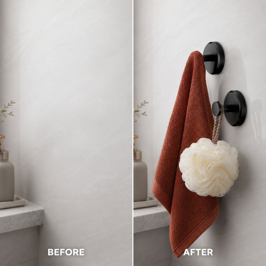 Wall Hooks Suction Cup Mount 4-Pack No Drill Adhesive Organizer for Bathroom Kitchen Towel Robe Coat Hanger Heavy Duty 15 lb Each Hook Set | Thomler