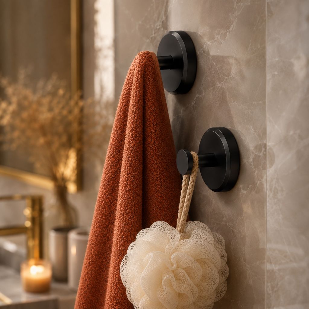Wall Hooks Suction Cup Mount 4-Pack No Drill Adhesive Organizer for Bathroom Kitchen Towel Robe Coat Hanger Heavy Duty 15 lb Each Hook Set | Thomler