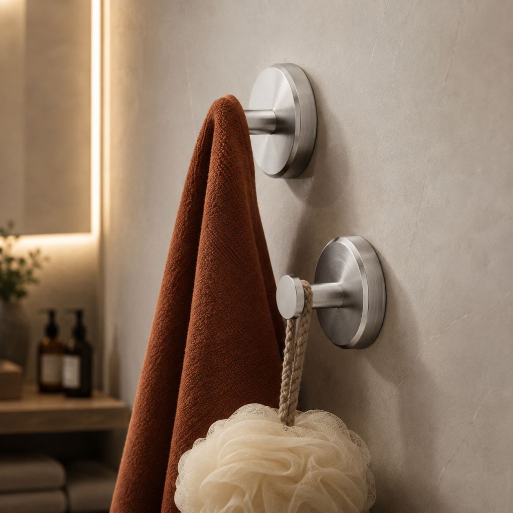 Wall Hooks Suction Cup Mount 4-Pack No Drill Adhesive Organizer for Bathroom Kitchen Towel Robe Coat Hanger Heavy Duty 15 lb Each Hook Set | Thomler