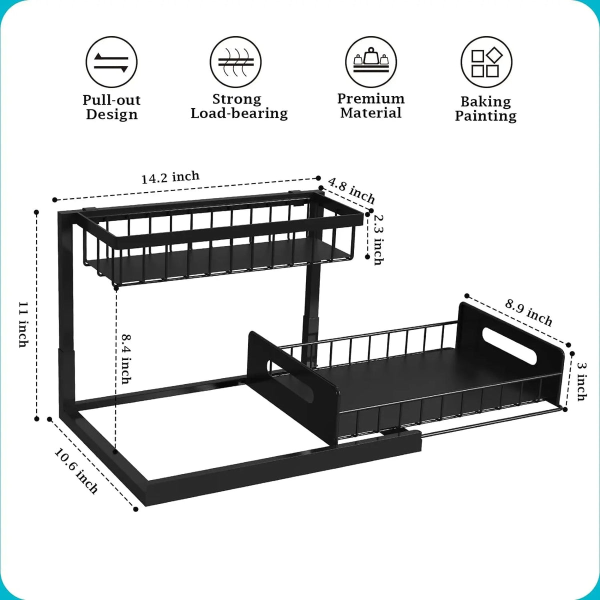 Pull-Out Cabinet Shelf Rack for Kitchen & Bathroom Storage | Thomler