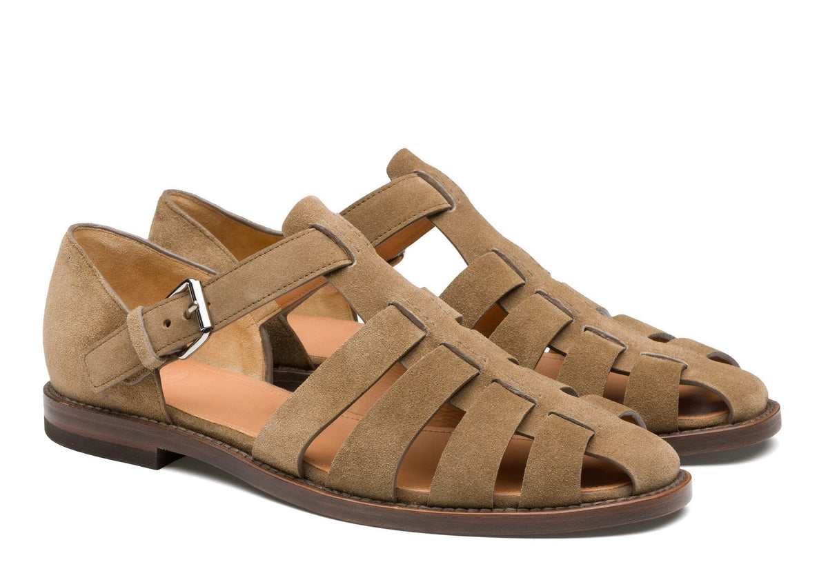 Closed-Toe Leather Sandals for Men with Adjustable Buckle Strap | Summer Casual Footwear | Breathable Open Design | Rubber Sole | Thomler