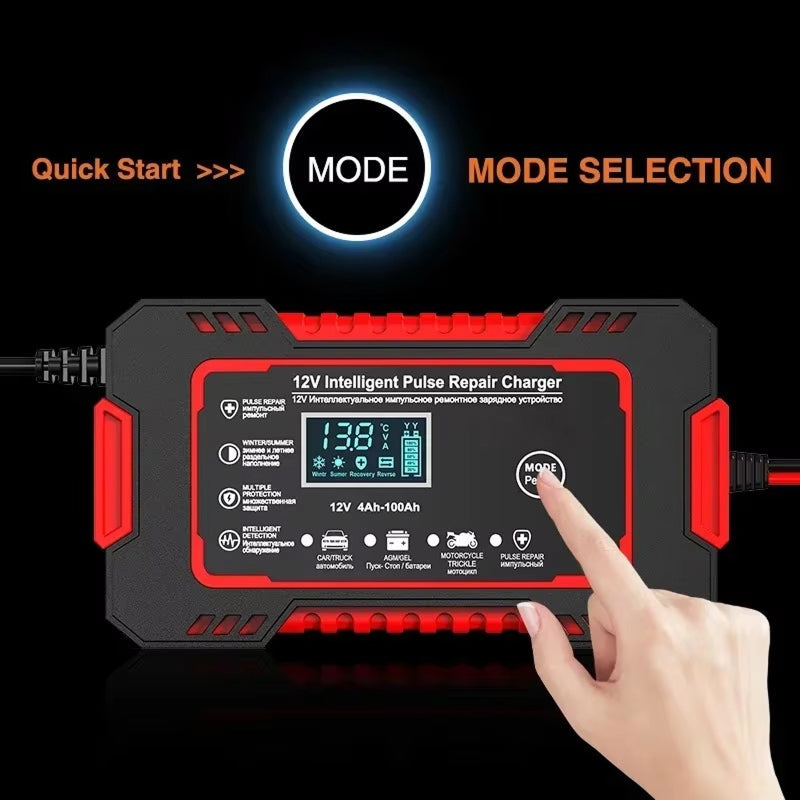 12V Smart Automatic Battery Charger with Pulse Repair & Winter Mode for Cars & Motorcycles | Thomler