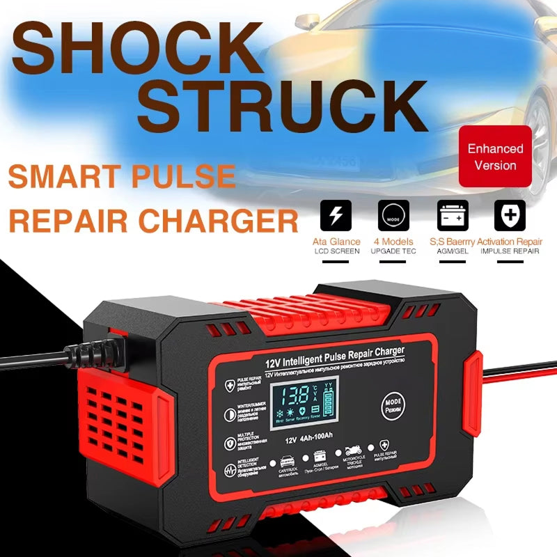 12V Smart Automatic Battery Charger with Pulse Repair & Winter Mode for Cars & Motorcycles | Thomler
